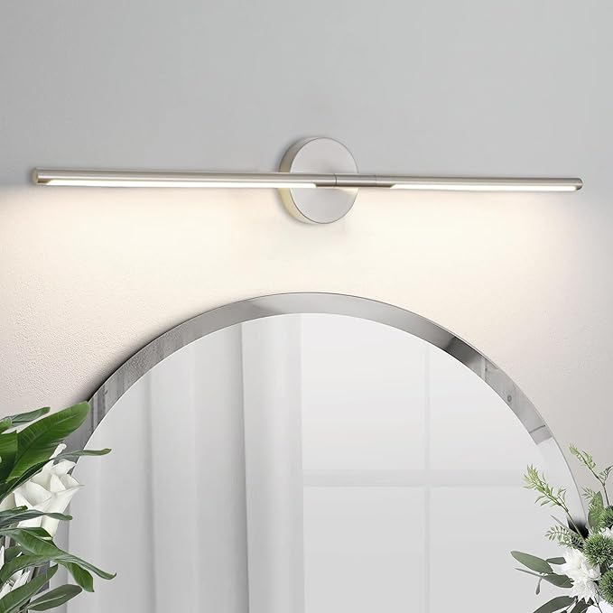 Brushed Nickel Bathroom Light Fixtures Over Mirror 43 Inch, 33W 360° Rotatable Dimmable 4000K LED Vanity Light Bar, Modern Bathroom Vanity Lights Above Mirror