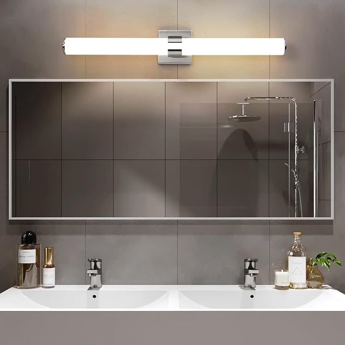 Bathroom Vanity Light Fixtures 31IN Brushed Nickel Bathroom Lights Over Mirror, 28W 3000K Dimmable LED Vanity Light Bar Modern Wall Sconce Light for Mirror, Kitchen, Living Room, Gallery, Hallway