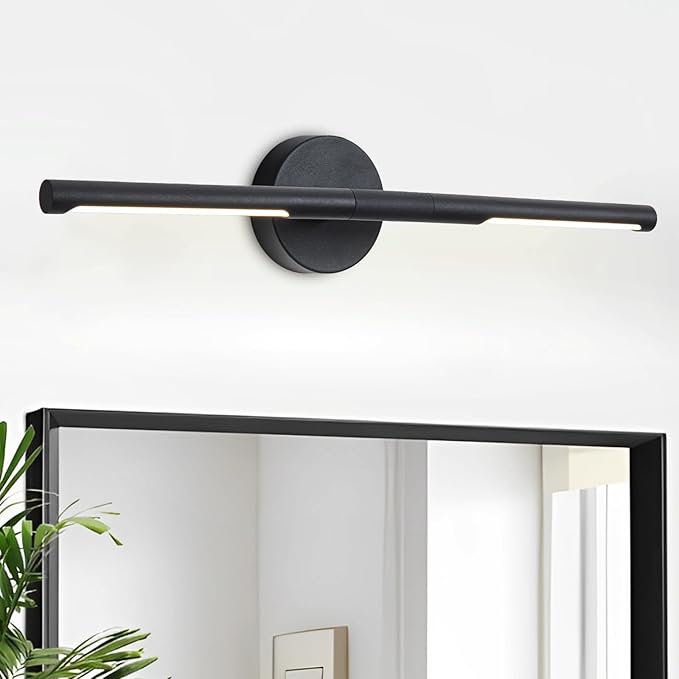 Matte Black Bathroom Light Fixtures Over Mirror 24 Inch, 18W 360° Rotatable Dimmable 4000K Led Vanity Light Bar, Modern Bathroom Vanity Lights Above Mirror, Led Bathroom Lighting