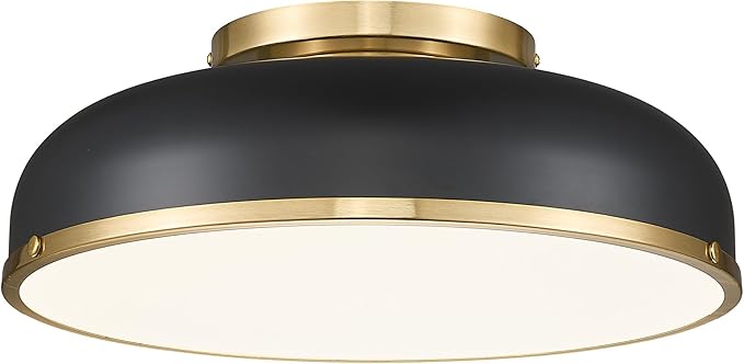 kudos Ceiling Light, 16-inch LED Flush Mount Ceiling Light, Black and Gold Finish, 30W/1900lm Light Fixtures Ceiling Mount for Bedroom,Hallway, 3000K/3700K/4500K/5100K/6000K Adjustbale, KDCL15-BK-L