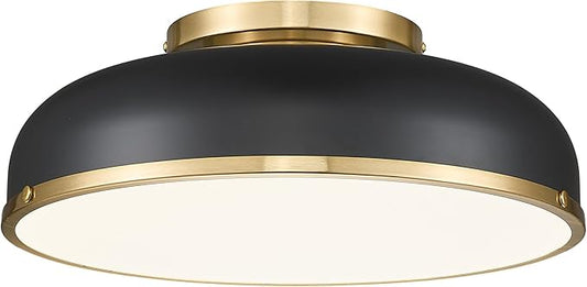 kudos Ceiling Light, 16-inch LED Flush Mount Ceiling Light, Black and Gold Finish, 30W/1900lm Light Fixtures Ceiling Mount for Bedroom,Hallway, 3000K/3700K/4500K/5100K/6000K Adjustbale, KDCL15-BK-L