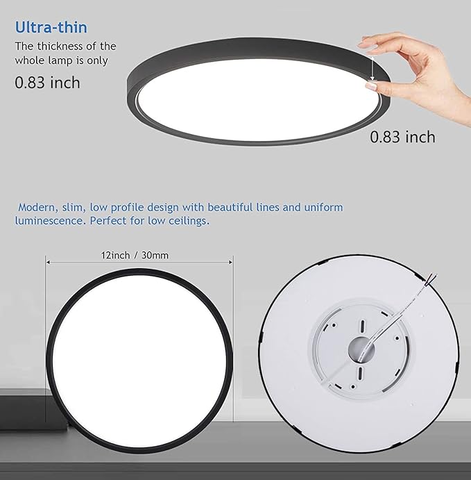 6Pack 12Inch 3200LM LED Flush Mount Ceiling Light,28W White 6000K,120V Slim Surface Mount Ceiling Light Fixture for Kitchen Bedroom Living Room