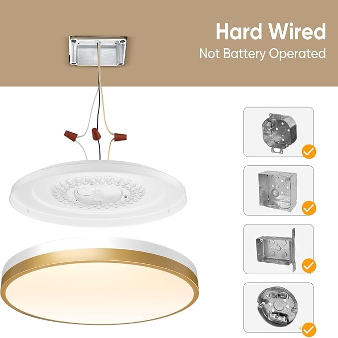 Lightania 13 Inch Flush Mount Ceiling Light with Remote Control & Night Light, 5CCT Dimmable Ceiling Light Fixture, 25W 2500LM 2700K-6500K Adjustable LED Ceiling Lights for Bedroom Kitchen, White Gold