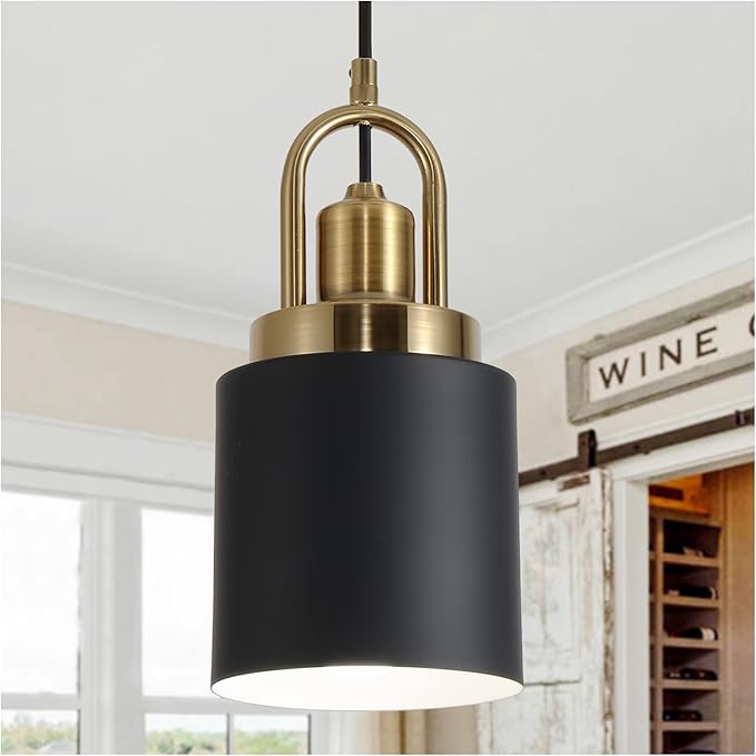 Modern Cylindrical Chandelier Black Hanging Light, Diameter 5.11 "for Kitchen Island, Kitchen Sink, Dining Room, Bedroom, Corridor