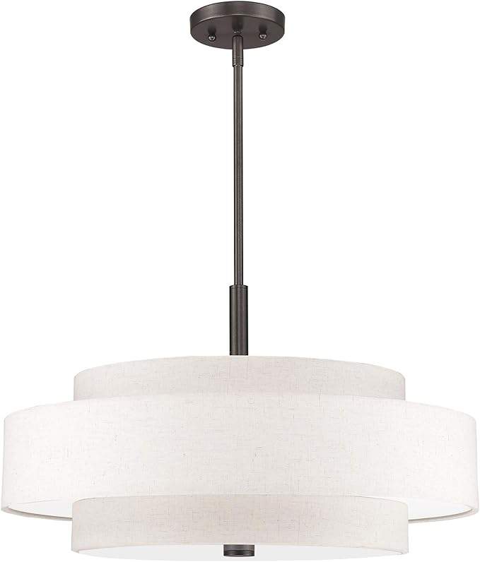 Livex Lighting Fabric Shade 52138-92 Meridian 5 Light English Bronze Pendant