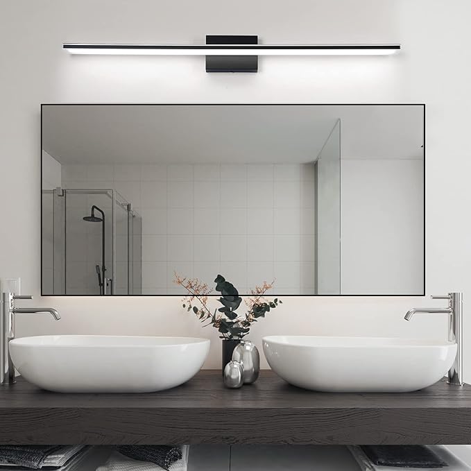 LED Bathroom Light Fixtures 28W Bath Room Lamps 40" Over The Mirror Lighting Fixture for Bathroom Matte Black Wall Lights Above Mirror 6000K