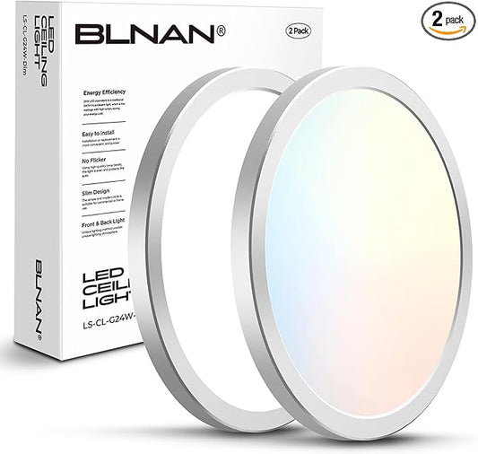 BLNAN LED Flush Mount Ceiling Light Fixture, Super Slim 12 Inch 24W LED Ceiling Light, 3000K/4000K/5000K Selectable Ceiling Lamp - Round Flat Ceiling Lights Flush Mount for Kitchen Bathroom Shower