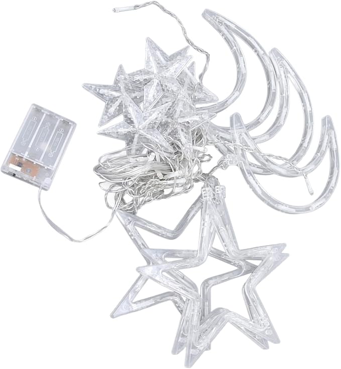 Star Moon Curtain String Lights,126 LED Ramadan Decorations Ramadan Curtain String Lights, 2 Lighting Modes, Waterproof Fairy Lights, Starry Lights for Christmas, Wedding, Party, Home, Patio Lawn