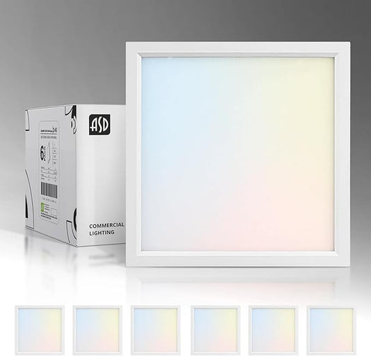 ASD LED 7" Square Flush Mount Light | 15W 1100LM 3000-5000K 120V | 3CCT, Dimmable, Ultra Slim, ETL Listed | Thin Surface Lamp, Bedroom Ceiling Lighting | White, 6 Pack