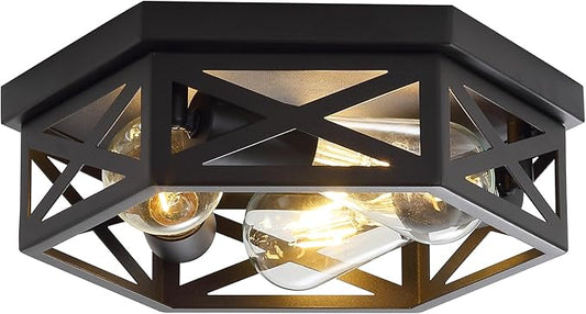 13 inch Black Flush Mount Ceiling Light Fixtures,3-Light Hallway Light Fixtures Ceiling Mount for Kitchen Farmhouse Bedroom 1 Pack
