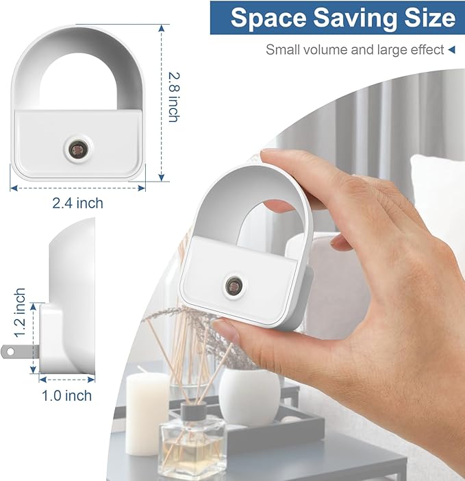 LED Night Light Plug into Wall, Nightlights with Smart Dusk toDawn Sensor, Night Light Suitable for Bedroom, Bathroom, Hallway, Kitchen, Stairs, Kids, 6 Pack, White Light