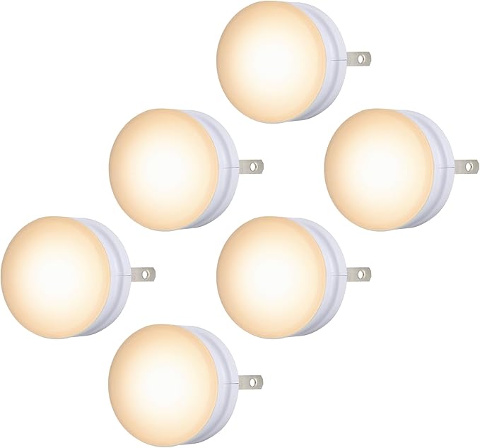 Lights by Night, LED Night Lights Plug Into Wall, 6-Pack, Dusk to Dawn Auto On/Off Sensor, Soft White, Plug In Nightlight Perfect for Adults, Kids, Bedroom, Bathroom, Hallway, Kitchen