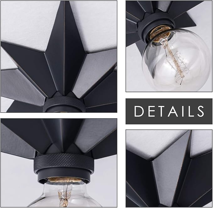 VILUXY Flush Mount Ceiling Light, Black Star Light Fixtures Ceiling for Hallway, Entryway, Study Room, Bedroom