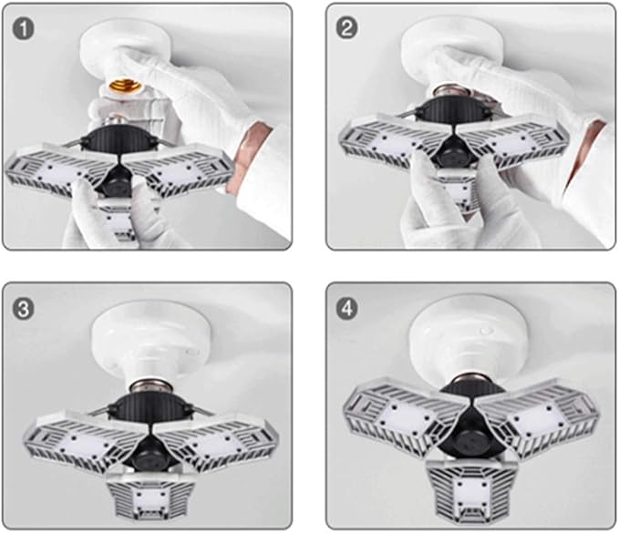 Deformable Garage Led Light High Intensity Mining Lamps 60W 6000LM Adjustable Ceiling Light Garage, Warehouse,Attic,Workshop,Basement. (6000K White, Silver Motion Activated Version)