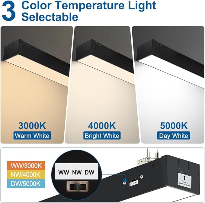 DAKASON 4FT LED Linear Lights, 40W 3000K/4000K/5000K Selectable Hanging Light, 4’ Linkable Office Shop Light Fixture, 0-10VDimmable Architectural Lighting Fixture ETL Listed for Gym Retails 4Pack