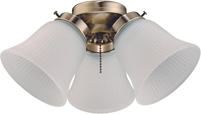 Westinghouse 7784800 Three LED Cluster Ceiling Fan Light Kit, Antique Brass Finish with Frosted Ribbed Glass, 1 Pack, White