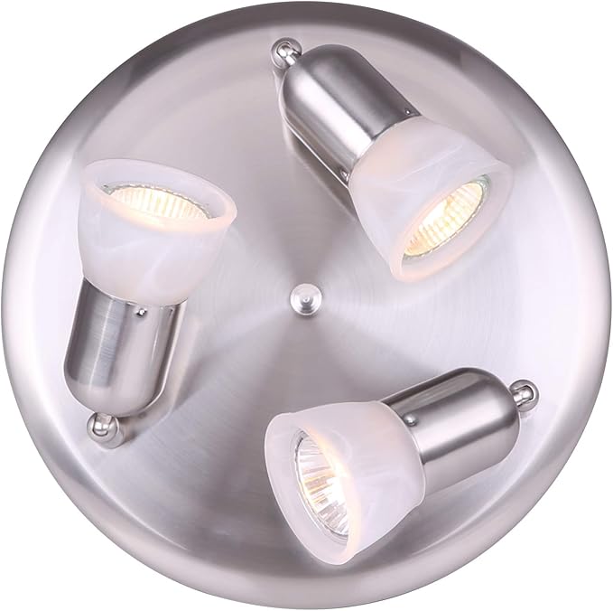 Canarm James 3-Light Ceiling or Wall Fixture, Silver Finish with Alabaster Glass, Modern Rustic Flush Mount Lighting for Bedroom, Hallway or Entryway