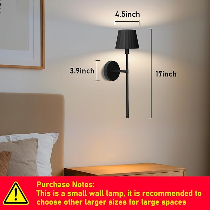 Battery Operated Wall Sconce Set of Two, Rechargeable Wireless Sconces with Dimmable Detachable Magnetic Bulbs and Remote, 3 Colors Wall Lights for Bedroom Living Room Hallway Fireplace