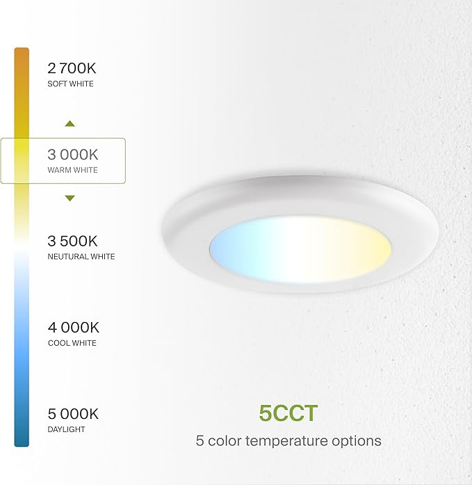 ASD 12 Pack LED Disk Lights 4 Inch, 10W 5CCT 2700K-5000K 685LM CRI90+, Dimmable Flush Mount Ceiling Light Fixture, Low Profile Surface Mount Disc, Junction Box or Recessed Can Install, UL Energy Star