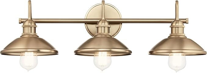 Kichler Clyde 3 Light Bathroom Vanity in a Rich Champagne Bronze Finish, for Bathrooms, (7.25" H x 26.5" W x 8.25" Ext.), 45945CPZ
