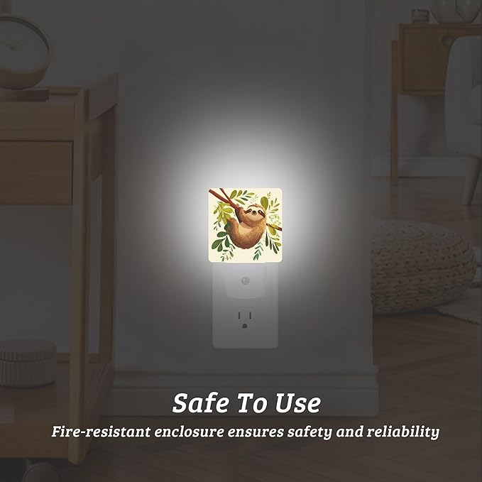 Cute Sloth Night Light, Dusk to Dawn Nightlight with Auto Sensor Lamp Home Indoor Stairway Kitchen Corridor, Night Lights Plug Into Wall Decorative for Boys Girls Women Men Room Gifts