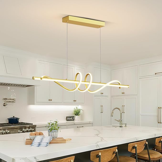 Modern Pendant Lights Fixture, 39in Aluminum LED Ceiling Chandelier with Remote Control Dimmable 3000k-6000K Color Temperature, Island Lighting Lamp for Kitchen, Dining Room
