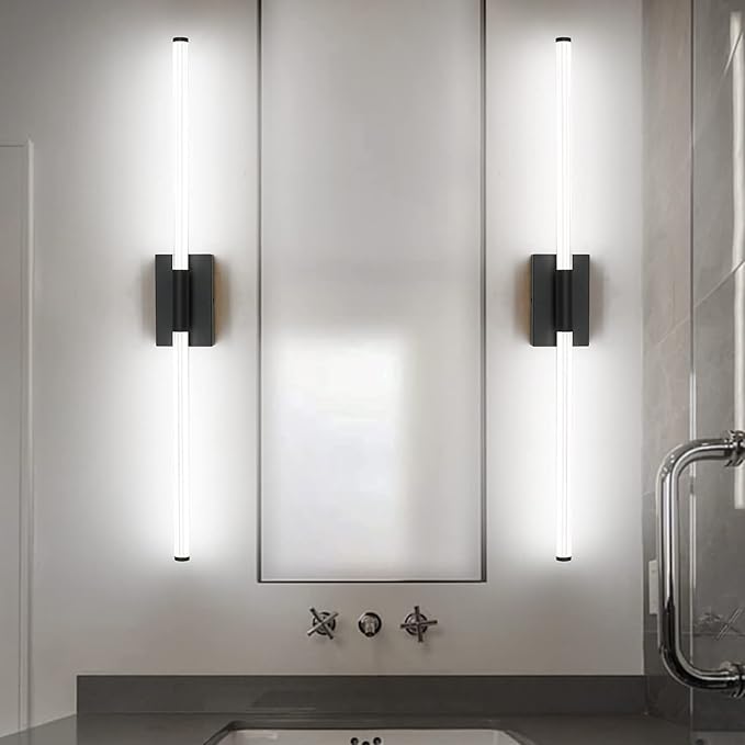 Modern LED Vanity Light, 360° Full Lighting Bathroom Light Fixture Over Mirror, 32W 5500K Cool White, Hardwired Wall Sconce, 40 Inch, Balck