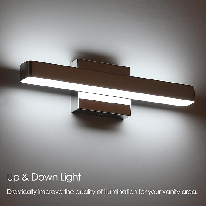 LED Modern Bathroom Vanity Light Fixtures (16-Inch, Cool White 6000K), Modern Acrylic Bathroom Wall Lighting Fixtures for Bathroom Over Mirror, Chrome
