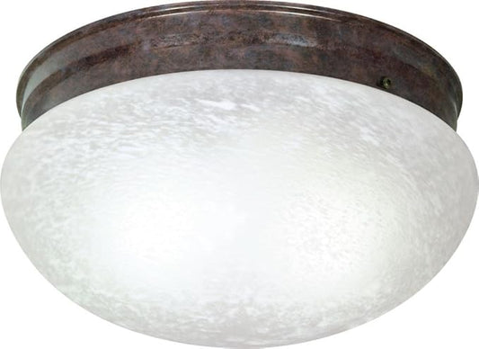 Nuvo Lighting SF76/676 Two Light Mushroom Flush, Old Bronze/Alabaster Glass