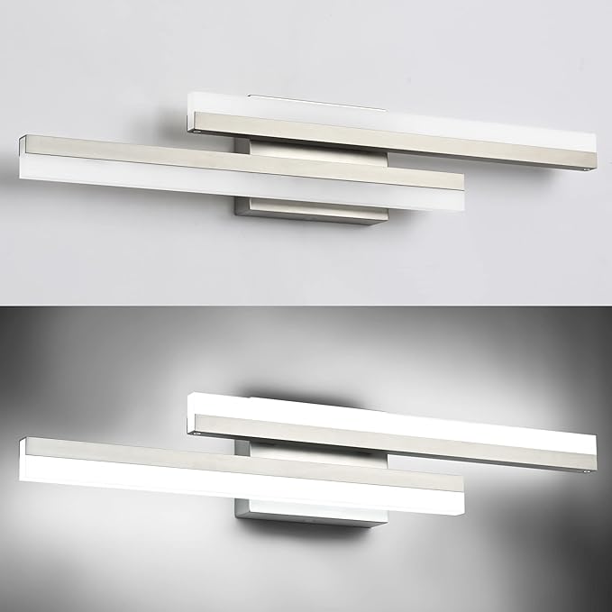 PRESDE 24 Inch LED Vanity Light Brushed Nickel Bathroom Light Fixtures Over Mirror Modern Bath Wall Lighting Bar 3CCT