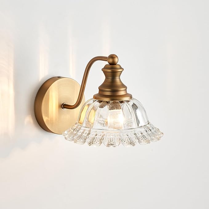 XIEDUN Vintage Wall Sconces Brass Wall Lights for Living Room Bathroom Sconces 2Pack