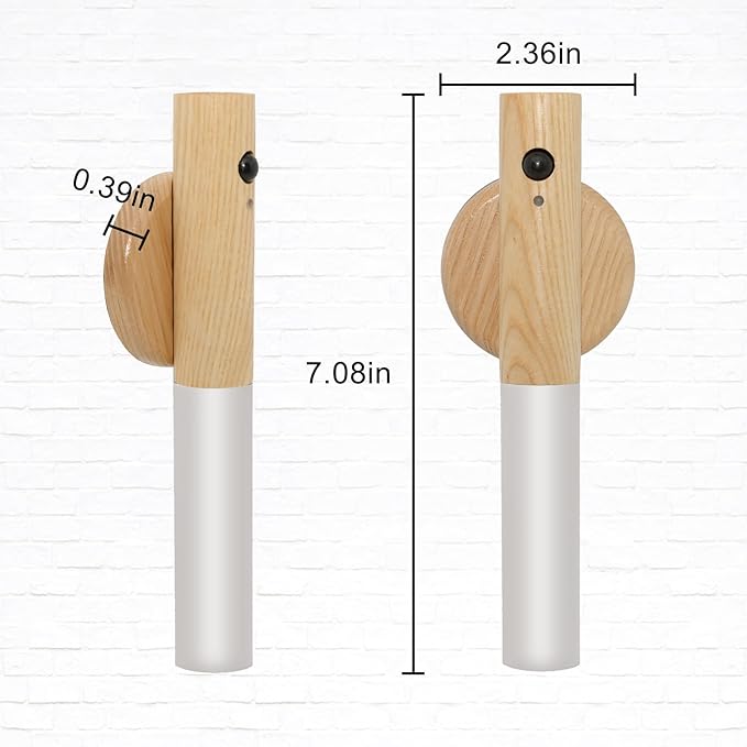 Motion Sensor Wall Sconces, Smart Portable Sensor Night Light Wood USB Rechargeable Magnetic Night Light (White Ash Wood 2PCS)