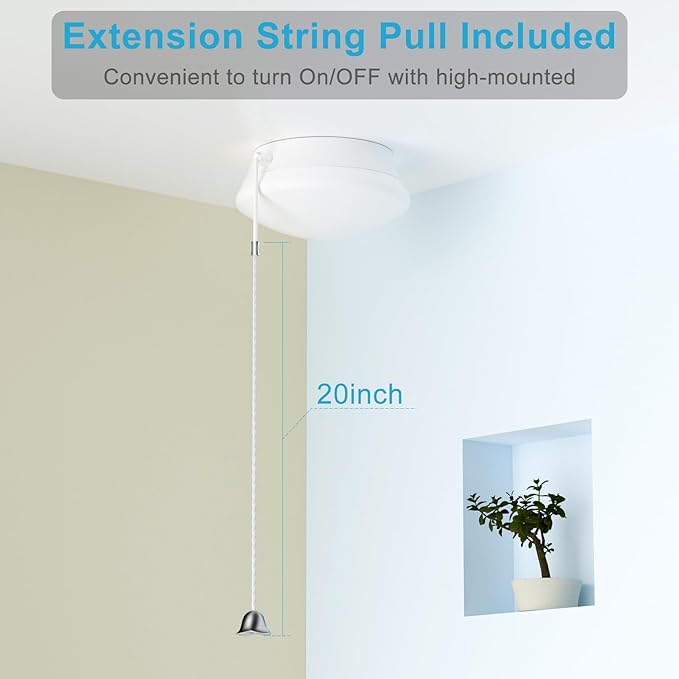 Lightdot 4 Pack 7” Modern LED Ceiling Light with Pull Chain 12W 4000K, 1300lm, 125W E26 Bulb Replacement, Energy Saving Flush Mount Lighting for Closets/Bedroom/Corridor