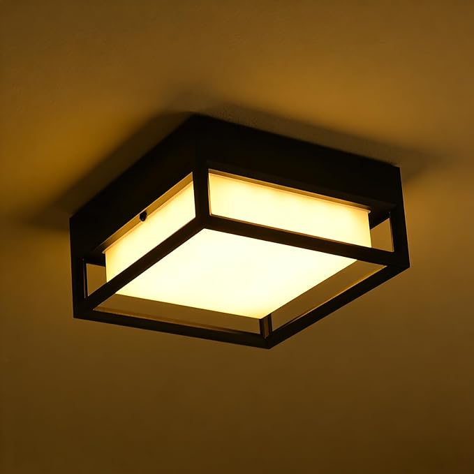 Out/Indoor Flush Mount Ceiling Light, Square Flush Mount Outdoor LED, Pendant Mounted Light, Ceiling Light Fixture, LED 20W, 2000 Lumen 3000K, Suitable for Wet Location(11inch)