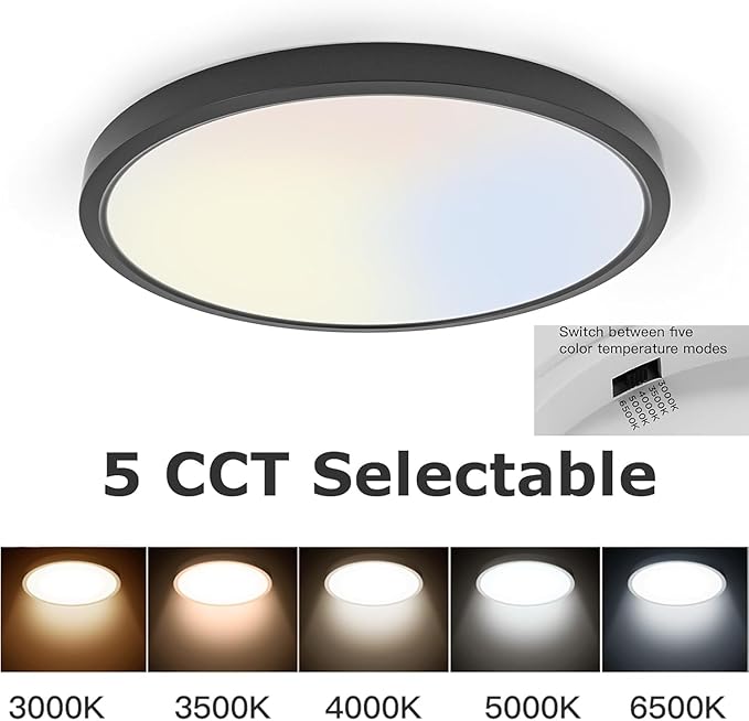 TALOYA12 Inch Flush Mount LED Ceiling Light Fixture, 4 Pack Black Ceiling Light for Bedroom Kitchen Living Room Laundry, 5 CCT Selectable, Easy to Install and Ultra Slim,Non-dimmable