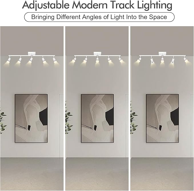 BoostArea 5 Light Track Lighting Fixtures Ceiling, Matte White Kichen Track Lighting, Rotatable Light Heads, Adjustable Modern Directional Ceiling Light for Kitchen,No Bulbs