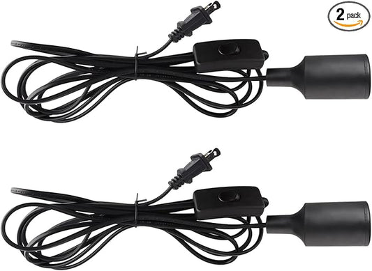 Plug in Hanging Light Kit, Retro Hanging Lights with Plug in Cord, E26 E27 Industrial Pendant Light Fixture, 9.8 FT Cord with On/Off Switch Hanging Lamp for Living Room Bedroom 2 Pack (Black)