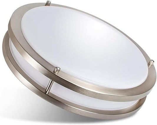 Drosbey 50W Dimmable LED Ceiling Light Fixture, Flush Mount Light Fixture for Kitchen, Bathroom, Bedroom, Garage, 4500 Lumens, 500W Equivalent, 13.2in, Daylight 5000K, Brushed Nickel