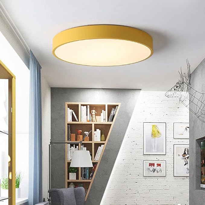 Ceiling Light Minimalist Round LED Flush Mount Ceiling Light Color Macaron Ultra-Thin 1.9 Inch Flat Lamp Three-Tone Light Panel Modern Ceiling Lighting for The Bedroom Corridor Kitchen