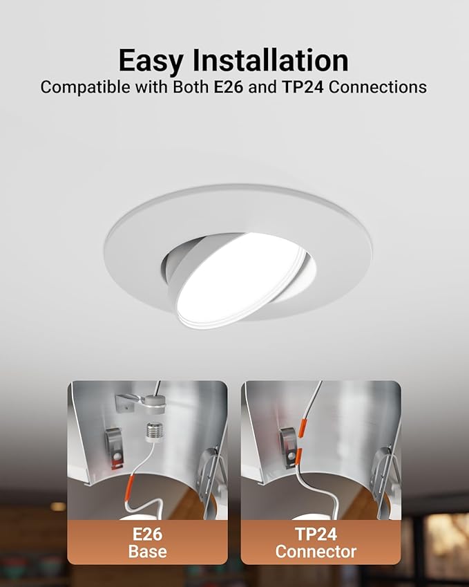 Sunco 8 Pack LED Can Lights Eyeball Retrofit Gimbal 5/6 Inch Recessed Lights, 12W=60W, 5 Colors (2700K/3000K/3500K/4000K/5000K), 800 LM, Directional Angled Trim Adjustable Ceiling Downlight, UL