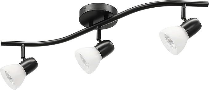 XiNBEi Lighting Track Lighting, 3 Light Modern Black Curved Kitchen Track Ceiling Light Fixtures XB-TR1223-3-MBK