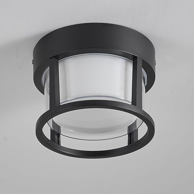 Outdoor Ceiling Porch Light LED Flush Mount for Wall or Ceiling, Round Exterior Wall Lamp for Entryway,Hallway,Porch,Patio and Garage, 3000K Warm Color, 6.3 inch Outdoor Ceiling Light
