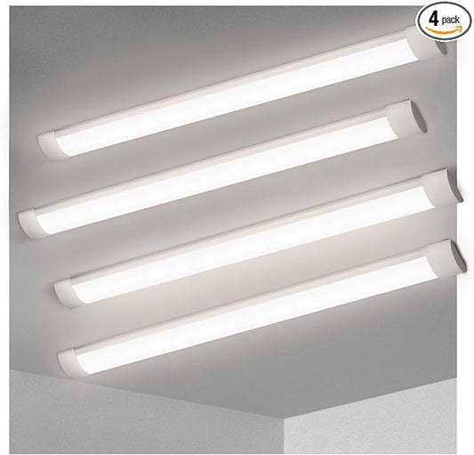 KILIPOL 3FT LED Batten Light, Ceiling Surface Mounted Slim LED Tube Lights, 30W 4000K Neutral White for Office, Shop, Garage, Home, 4 Packs