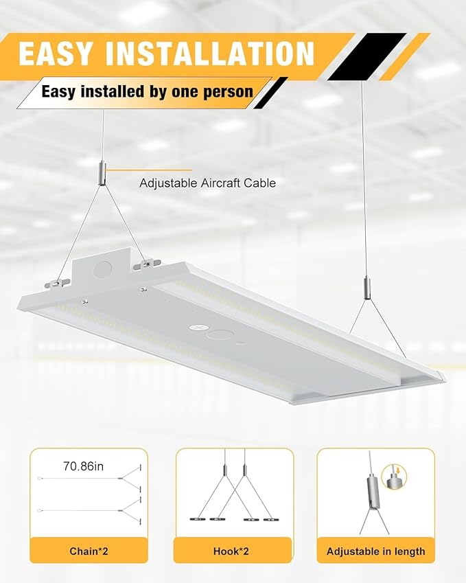 LED Linear High Bay Light, 210W High Bay Shop Lights Fixture, Compatible with Industrial 120-277V, 31500LM for Shop Garage Warehouse, UL Complied, 20 Pack, White