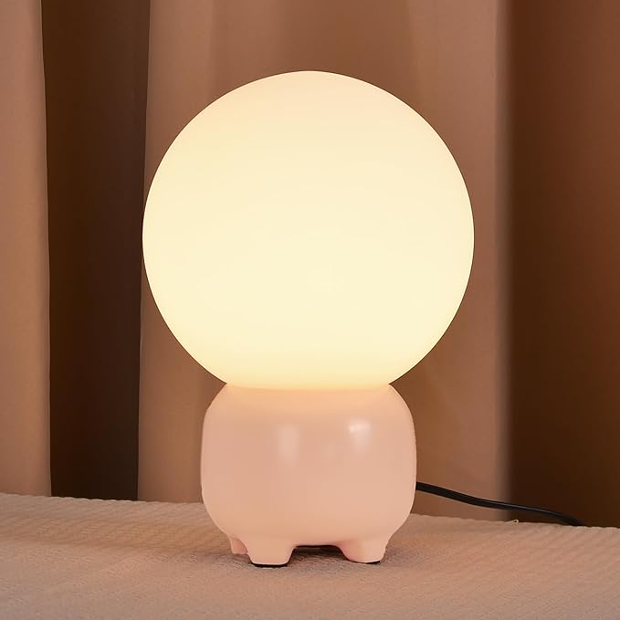 Arturesthome Small Boho Table Lamp for Living Room,Bedroom Side/End Table Side Table LED Lamp Shade for Reading Study Pink