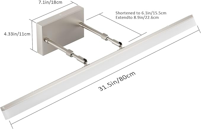 Aipsun 31.5 inch Modern Brushed Nickel Vanity Light Adjustable Bathroom Light Fixtures Over Mirror Rotatable Vanity Lighting 5500K