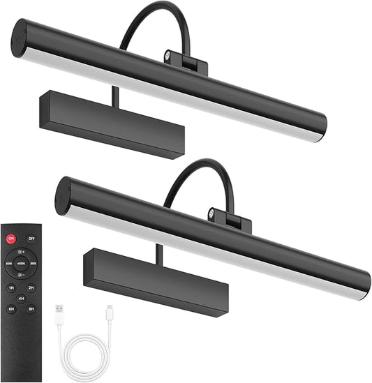 Bridika Picture Light for Wall with Remote, Rechargeable Battery Operated Picture Light, 3 Color Modes and Dimmable Classic Art Lights for Paintings, Gallery, Bedroom, Bathroom with Timer Black 2