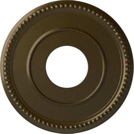 12 1/2"OD x 3 7/8"ID x 3/4"P Bradford Ceiling Medallion (Fits Canopies up to 6 5/8"), Hand-Painted Brass