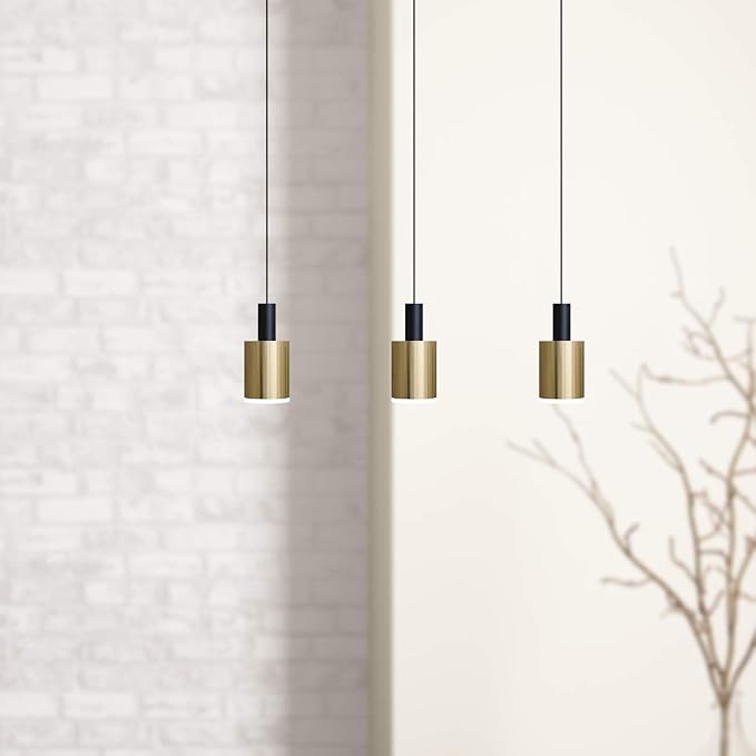 Virgo 3 Mini Pendant Lighting Black-Brass - LED Hanging Light Fixture for Kitchen Island, Bar, Foyer - Cluster Pendants - Dimmable, Adjustable Wire, Lamp Bulb Included