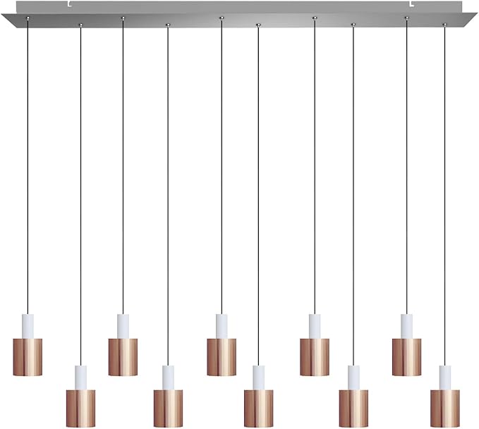 Virgo 10 Mini Pendant Lighting White-Copper - LED Hanging Light Fixture for Kitchen Island, Bar, Foyer - Cluster Pendants - Dimmable, Adjustable Wire, Lamp Bulb Included